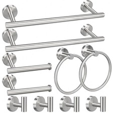 10Pcs Bathroom Hardware Set Towel Rack Bar Towel Rings Hooks Toilet Paper Holder