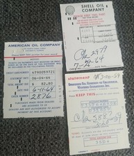 3 Vintage 1959 & 64 Shell Oil Co, American/Standard Oil Gas Station Statements