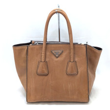 PRADA Glace Calf Hand Bag Leather Triangle Logo BN2625 Authentic