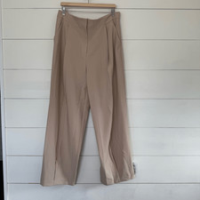 ASOS Women  s 12 Tan Pleated Wide Leg Pants Office Core Career Dressy New