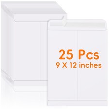 25 Pack Catalog Mailing Envelopes, 9 x12 Inches Self-Seal Manilla 9x12, White