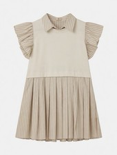 Entro Beige/White Striped Collared Pleated Fi...