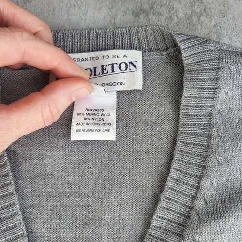Vintage Pendleton Sweater Vest Mens XL Gray Merino Wool Academia Preppy - Picture 4 of 8