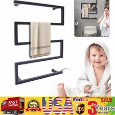 5-Bar Heated Bars Hot Towel Warmer Electric Drying Rack Wall Mount Rack Black.