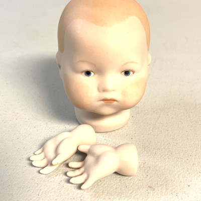 Bisque Reproduction Bye Lo Baby Doll 3'' Head & Hands