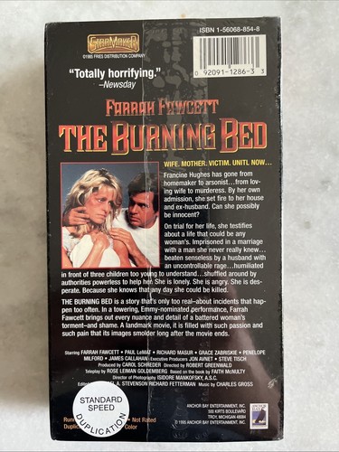 The Burning Bed (VHS 1985) New Sealed, Farrah Fawcett, Paul LeMat, Rare, OOP - Imagen 2 de 3