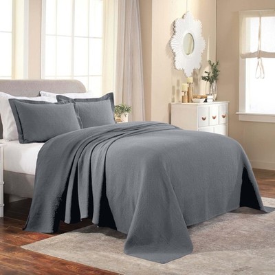 Fleur De Lis Cotton 3 Piece Bedspread Set, Home Bed Decor, Decorative Texture...
