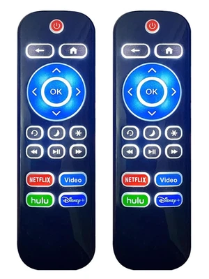 GHYREX 2PC Backlit Remote for Roku TV TCL/Hisense/Philips/Onn/Element/Sharp/Westinghous