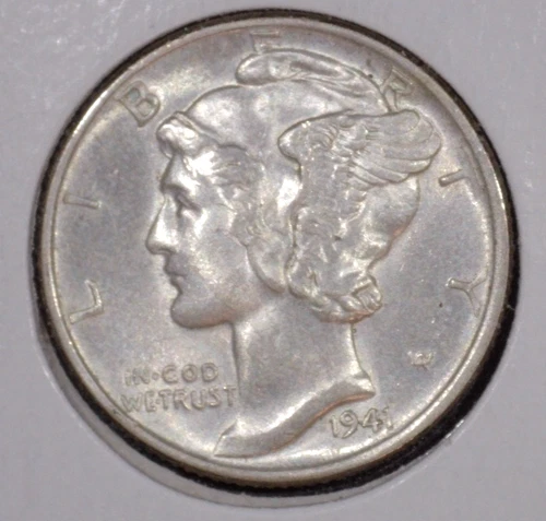 1941 Mercury Head Silver Dime  AU  LOT 25