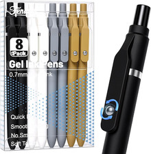 8 Pcs Gel Pens - 0.7Mm Fine Point Quick-Dry Black Ink, Smooth Writing