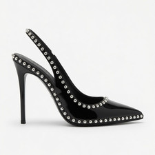 Alexander Wang Leather Studded Slingback Poin...