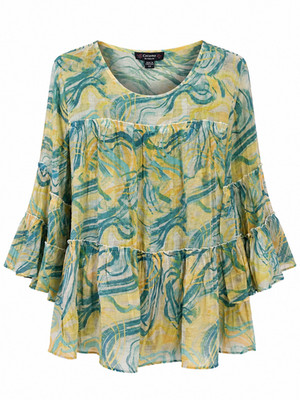 Cocomo Woman Artsy Abstract Swirl Boho Tunic Top 2X Coastal Resort Lagenlook