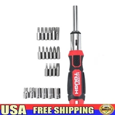 23 Piece Ratchet Screwdriver Set Magnetic Tips Non Slip Grip Interchangeable New