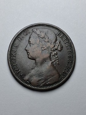 1877 Great Britain Queen Victoria One Penny (F)