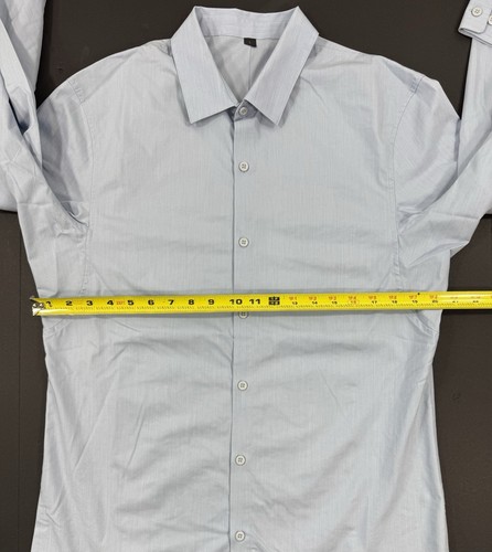 Camicia elegante Lululemon uomo manica lunga con bottoni performance taglia large blu - Foto 6 di 11