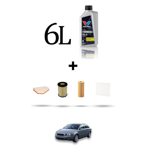 Hoffcar Wartungskit 4 Filter Und 6L ÖL FüR Volvo S40 II 2.0 D4 130KW Ab 2010-image