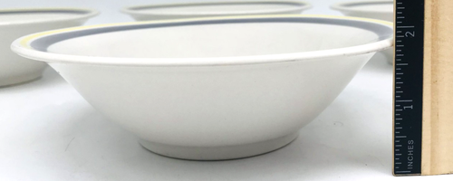 Set of 5 Genuine Stoneware Japan 6.5” Cereal Soup Bowls Vintage Yellow RimDesign - Picture 4 of 4