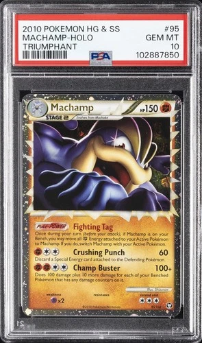 2010 POKEMON HEARTGOLD & SOULSILVER TRIUMPHANT #95 MACHAMP-HOLO PSA 10