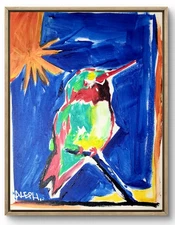 Original Art Hummingbird 14x11 Contemporary Expressionist Painting
