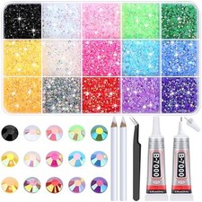 B-7000 Glue with 15000Pcs Craft Rhinestones, Resin Jelly Multicolor AB