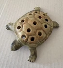 New ListingAntique Weller Art Pottery Flower Frog Turtle 13 Hole Muskota