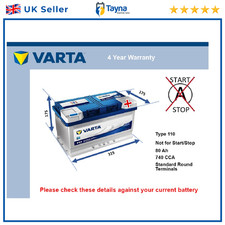 Battery fits PORSCHE CAYMAN BOXSTER 911 928 Varta 110 740A 80Ah Quality