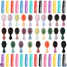56-Piece Mini Wet Hair Brush & Comb Set – 28 Detangler Brushes & Combs for Kids