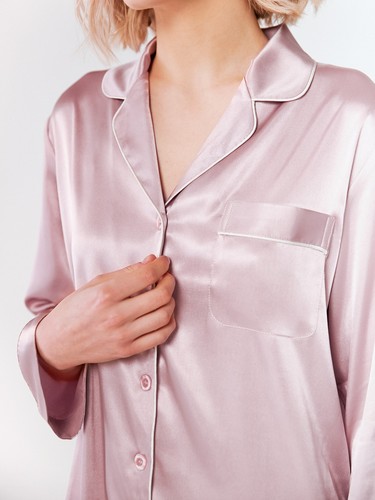 SIORO Conjunto de pijama de satén de seda para mujer Manga larga Prendas para dormir Pantalones Conjunto de pijama Ropa de dormir - Imagen 44 de 99