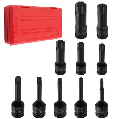 3'' Long Star Bit Socket Set 1/2'' Drive T30 T40 T45 T50 T55 T60 T70 T80 T90 T100