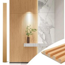 Slat Wood Wall Paneling for Interior and Ceiling Decoration 108 x 5.7 Inch Oak