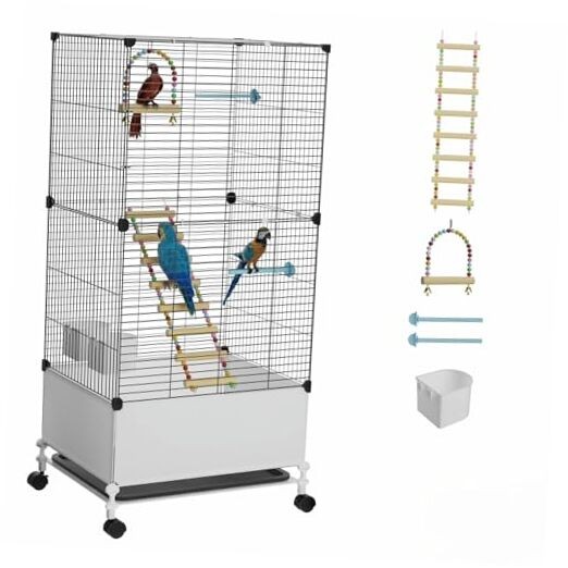 , Black Parakeet Cages With 14.2"l X 18.5"w X 39.4"h