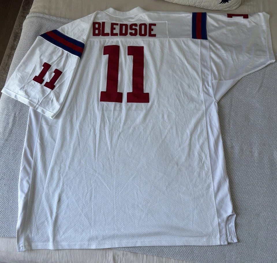Auténtico De Colección Drew Bledsoe New England Patriots 1994 75 Aniversario  Camiseta de la NFL Foto 3 de 4