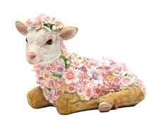 Deko Ziege Blumen Fairy Tier Garten Figur Skulptur Objekt Ziegenbock Schaf Lamm