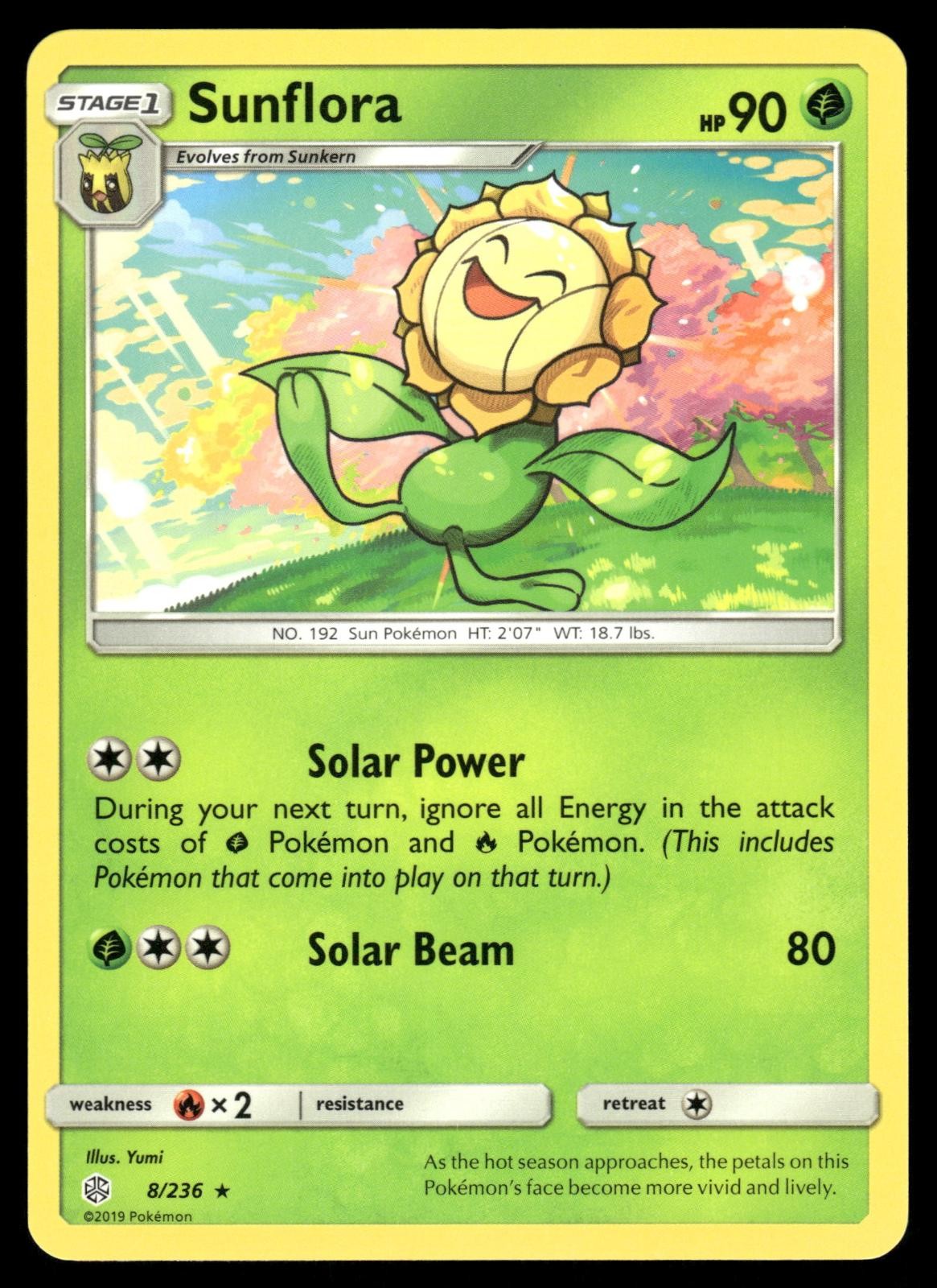 Sunflora 8/236 Rare Cosmic Eclipse Pokemon NM
