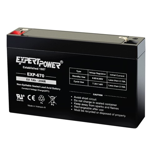 ® 6Volt 7AH Sealed Lead Acid (SLA) Battery with F1 Terminal EXP670 Replaces P...