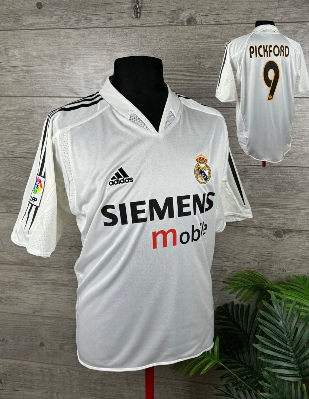 ADIDAS REAL MADRID SOCCER JERSEY VINTAGE 2004 #9 PICKFORD Men's US L / EU 52-54