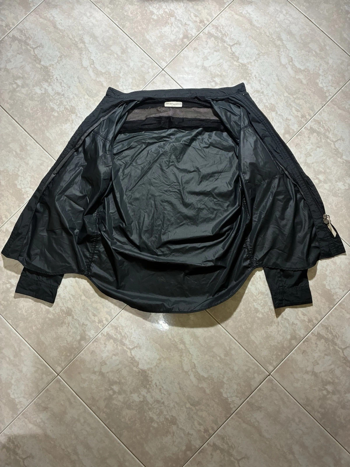 Emporio Armani Mens Black Windbreaker Size M Full Zip Korean Collar image 3