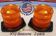 Pair of TecNiq K12 Amber beacon warning lights Warehouse Safety Strobe