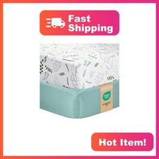 VivaCozy Pack N Play Sheets 38x26 Inch 2-Pack Leaf Dark Green