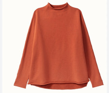 Frank Eileen Effie Long Sleeve Funnel Neck Tee Capelet Sweatshirt In Rust Sz M
