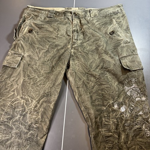 Ed Hardy Cargo Pants Vintage Death Glory Military Wide Leg Baggy 36x34 (38x33) - Picture 2 of 18