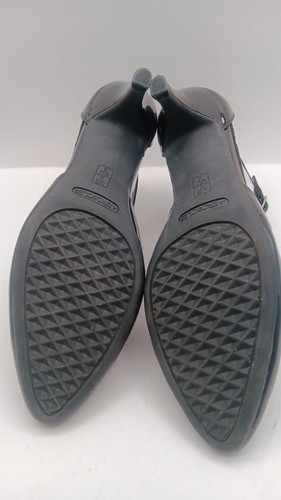 Wms Sz8 Aerosoles Heel Rest Black Patent Strappy Cushion Insole Pointed Toe Pump - Picture 21 of 21