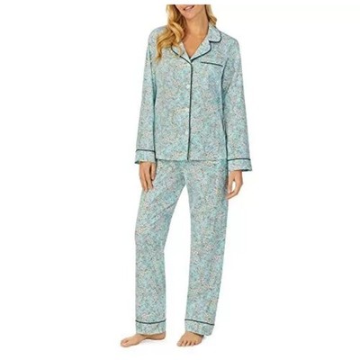 Bed Head Blue Floral Print 100% Organic Cotton 2 Piece Pajama Set Size Small
