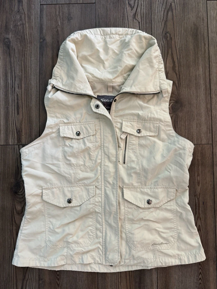 Chaleco Eddie Bauer Travex para mujer L ajuste regular cremallera completa utilitario exterior Gorpcore Foto 2 de 4