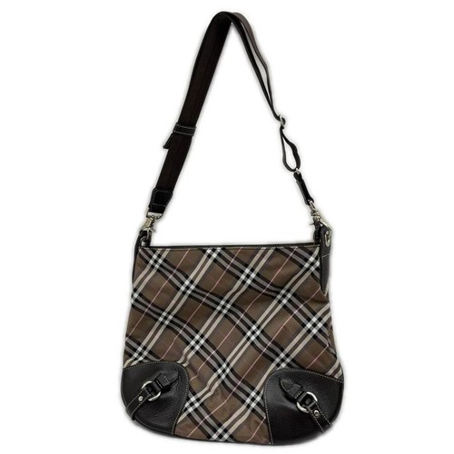 Burberry Blue Label Nova Check Nylon Brown Shoulder Bag Auth