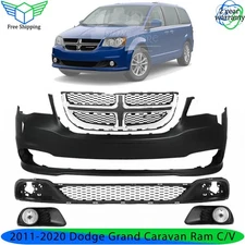 Front Bumper Cover Paintable & Grille Assembly For 2011-2020 Dodge Grand Caravan