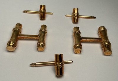 Van Cleef & Arpels 18k YG Bamboo Design Cuff links Set 31.6g