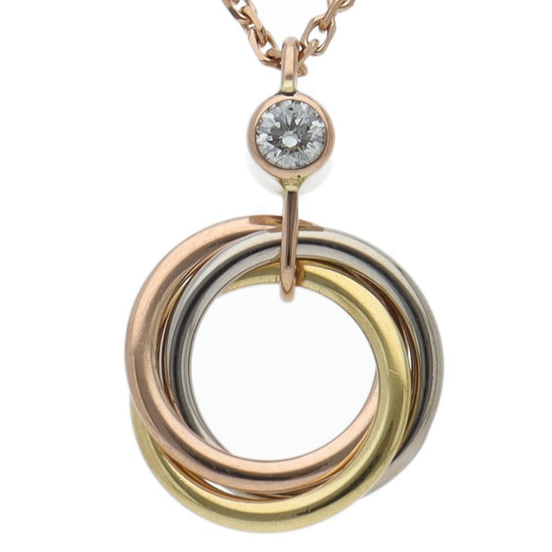 CARTIER Trinity 1P Diamond Necklace B7223500 K18/3 color USED