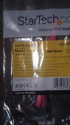 StarTech 12in Slimline SATA to SATA Cable with LP4 Power, Red/Black, SLSATAF12