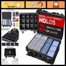 Extra Large Waterproof Trading Card Storage Box with 8 Dividers - Fits PSA, BGS,
